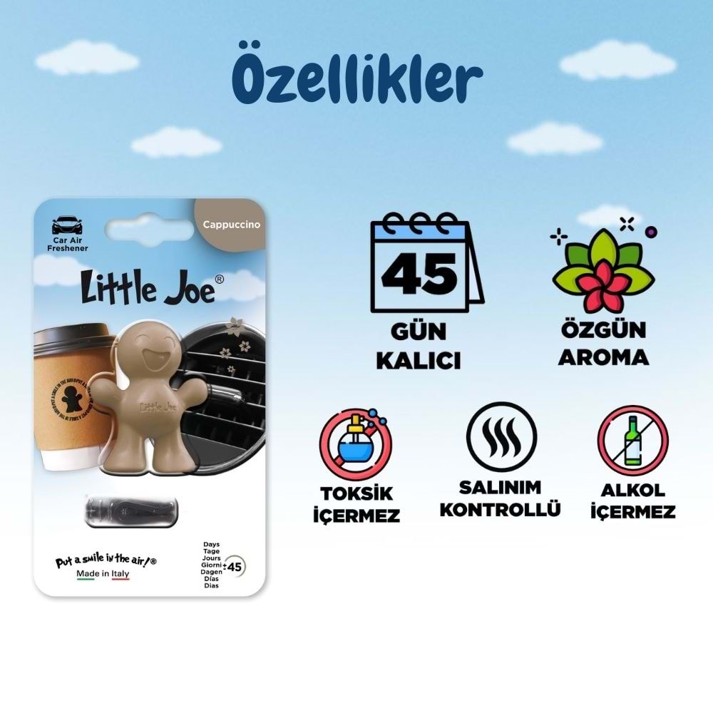Little Joe Kapuçino Kahve Araç Kokusu (Cappucino) -45 Gün -Oto Kokusu Kalıcı Klima Parfüm