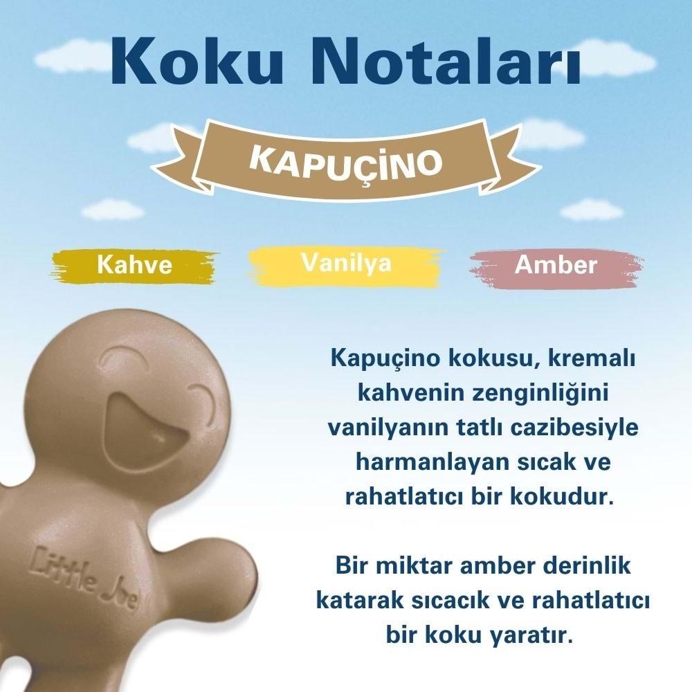 Little Joe Kapuçino Kahve Araç Kokusu (Cappucino) -45 Gün -Oto Kokusu Kalıcı Klima Parfüm