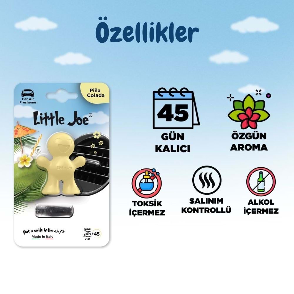 Little Joe Ananas Hindistan Cevizi Araç Kokusu (Pina Colada)-45 Gün-Oto Kokusu Kalıcı Klima Parfüm