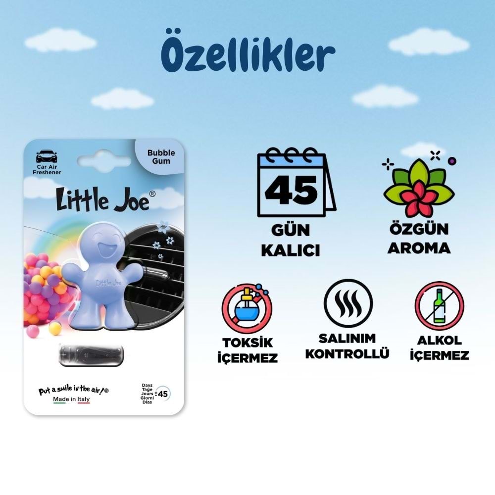 Little Joe Sakız Araç Kokusu (Bubble Gum) -45 Gün -Oto Kokusu Kalıcı Klima Parfüm