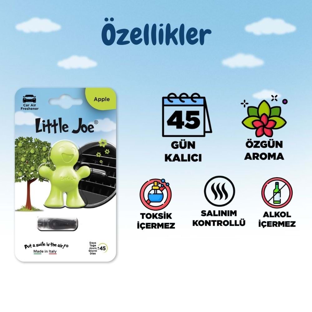 Little Joe Elma Araç Kokusu (Apple) -45 Gün -Oto Kokusu Kalıcı Klima Parfüm