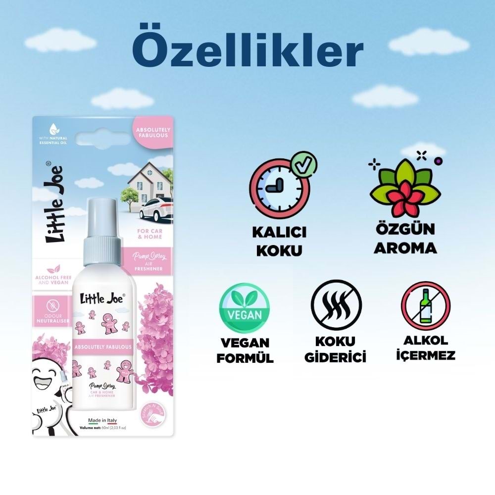 Little Joe Çiçek Sprey Oda Kokusu 60 ml (Fabulous) -Koku Giderici -Oto Ev Ofis Parfüm