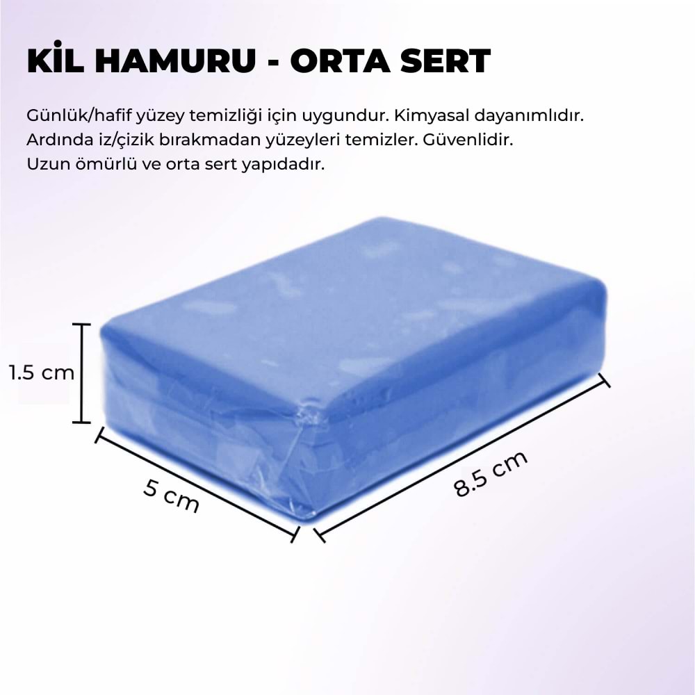 MG PS Orta Sert Yüzey Temizleyici Kil Hamuru 100 gr (Mavi) - Clay Bar Temizleme Kili