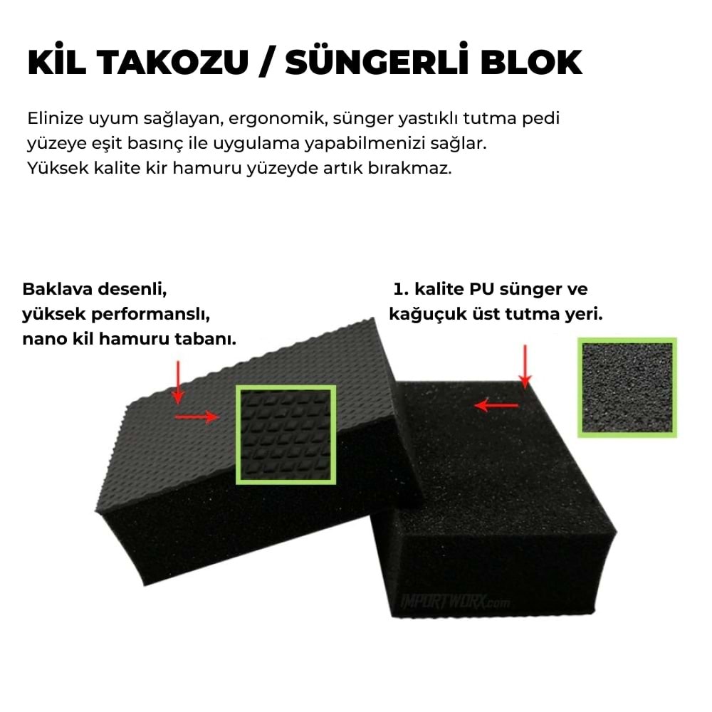 MG PS Süngerli Kil Bloğu 10x6 cm (Siyah) - Clay Pad Sponge Block