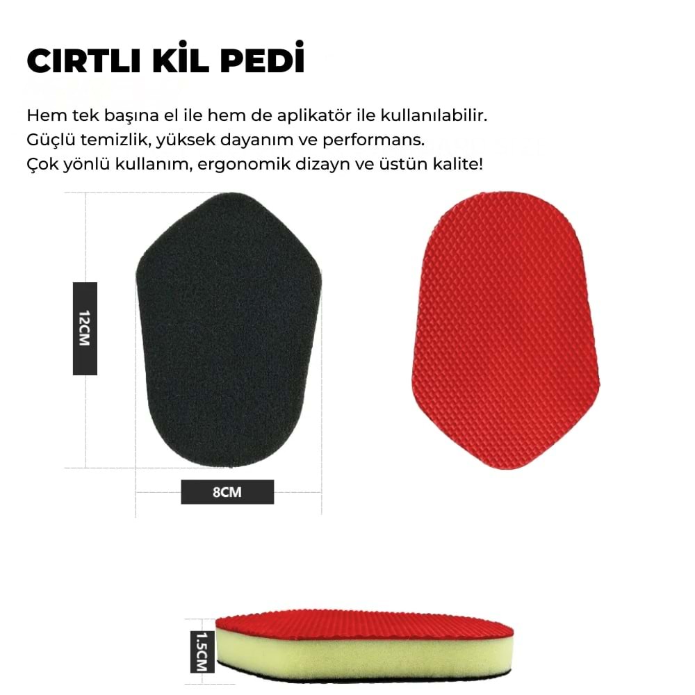 MG PS Yedek Cırtlı El Kil Pedi (2 Adet) 12x8 cm - Aplikatör Clay Pad Sponge Block