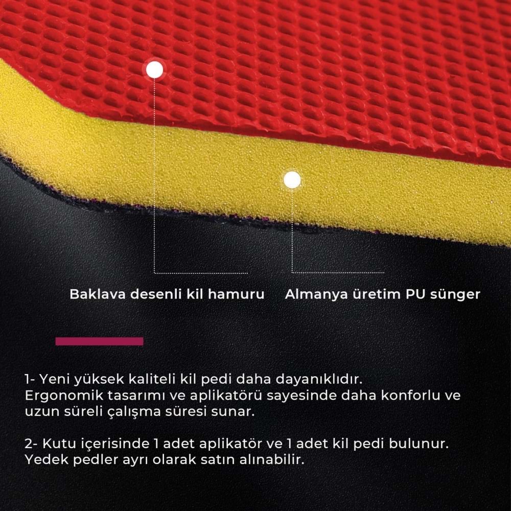 MG PS Aplikatörlü El Kil Pedi 12x8 cm (Kırmızı) - Cırtlı Clay Pad Sponge Block