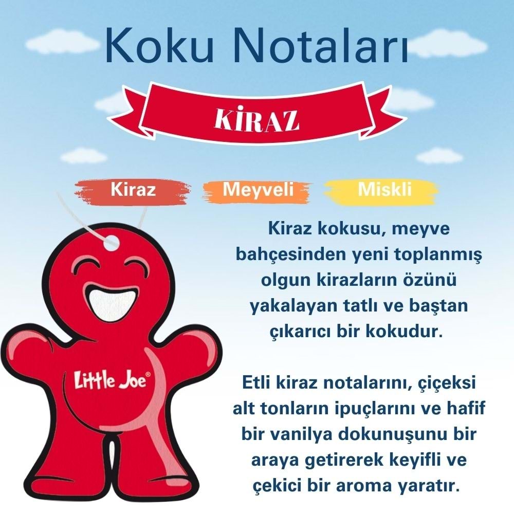 Little Joe Kiraz Araç Asma Koku (Cherry) -30 Gün -İpli Oto Kokusu -Ayna Parfümü
