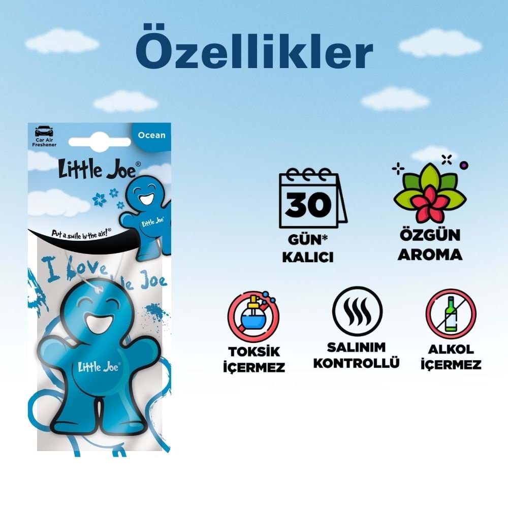 Little Joe Okyanus Araç Asma Koku (Ocean) -30 Gün -İpli Oto Kokusu -Ayna Parfümü
