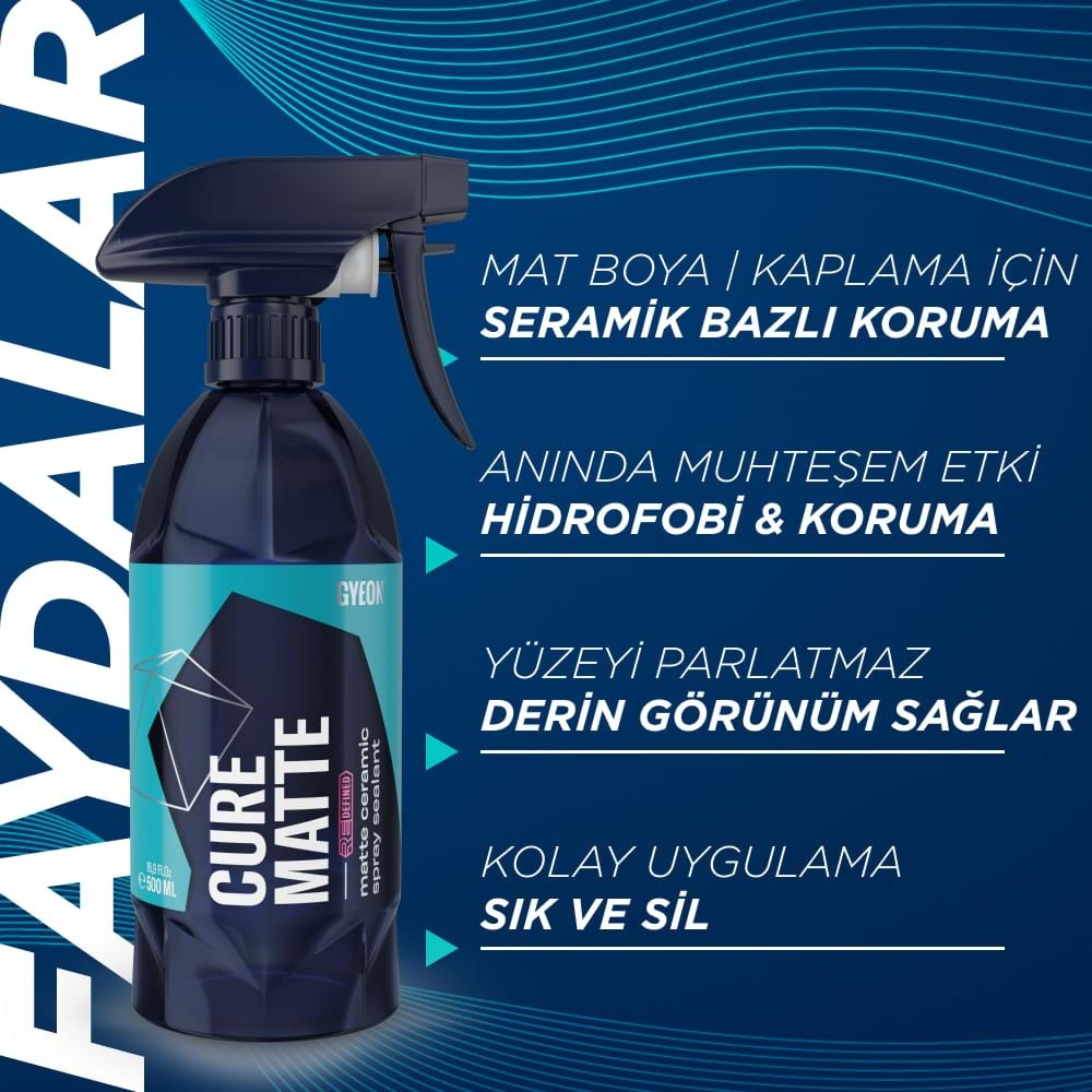 GYEON Q²M Cure Matte REDEFİNED Mat Boyalı PPF Kaplı Araçlara Özel Koruyucu Bakım Spreyi - 500 ml