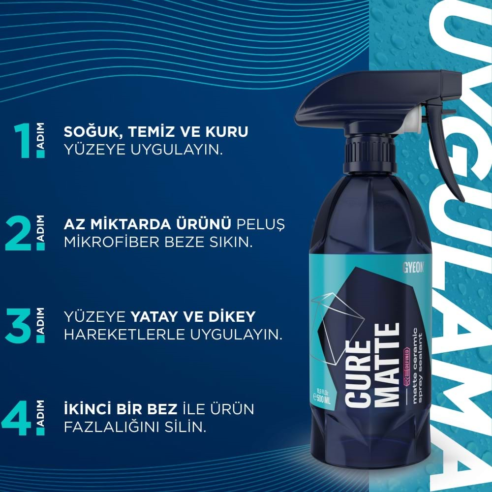 GYEON Q²M Cure Matte REDEFİNED Mat Boyalı PPF Kaplı Araçlara Özel Koruyucu Bakım Spreyi - 500 ml