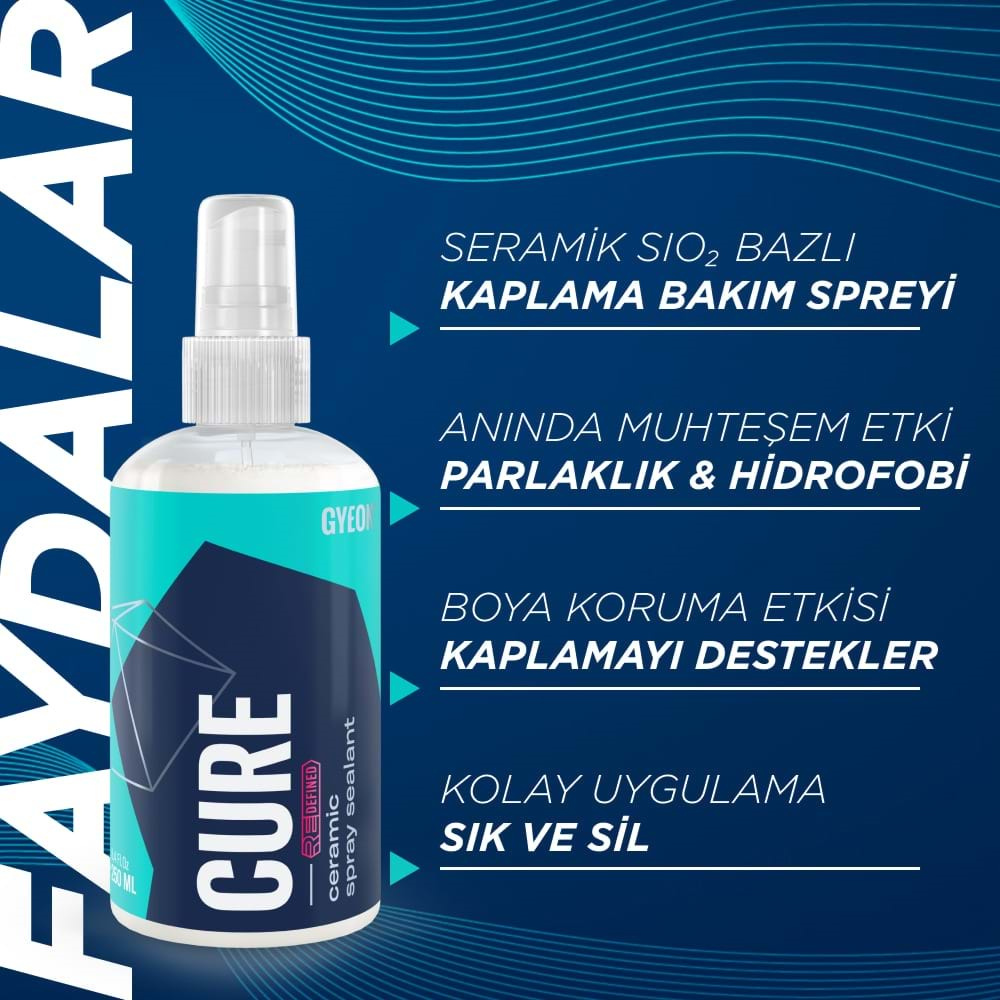 GYEON Q²M Cure REDEFİNED Araç Boya Koruma Ve Bakım Spreyi - 250 ml -Seramik Bazlı Koruyucu Nano Cila