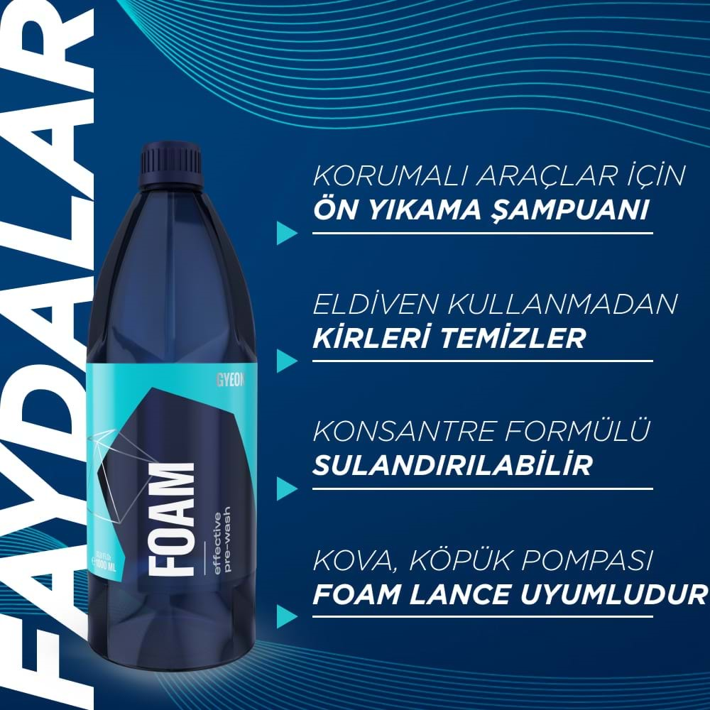 GYEON Q²M Foam Araç Ön Yıkama Şampuanı Konsantre - 1000 ml - Yoğun Köpüklü Prewash Snow Foam