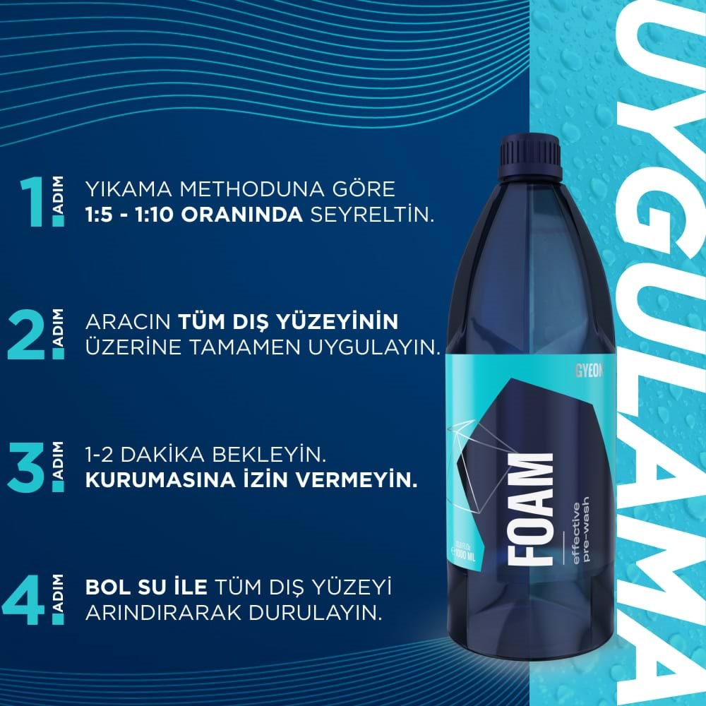 GYEON Q²M Foam Araç Ön Yıkama Şampuanı Konsantre - 1000 ml - Yoğun Köpüklü Prewash Snow Foam