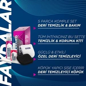 GYEON Q²M LeatherSet Strong Güçlü Deri Temizlik ve Bakım Seti (5 Parça) - 200 ml