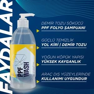 GYEON Q²M PPF Wash PPF Folyo Kaplı Araçlara Özel Yıkama Şampuanı - 500 ml -Demir Tozu Sökücü