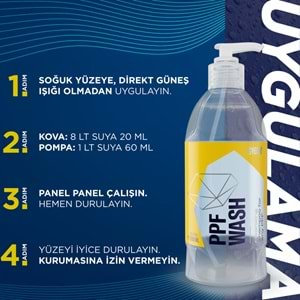 GYEON Q²M PPF Wash PPF Folyo Kaplı Araçlara Özel Yıkama Şampuanı - 500 ml -Demir Tozu Sökücü