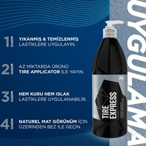 GYEON Q²M Tire Express Lastik Parlatıcı ve Koruyucu - 1000 ml -Su Bazlı Jel Oto Lastik Cilası