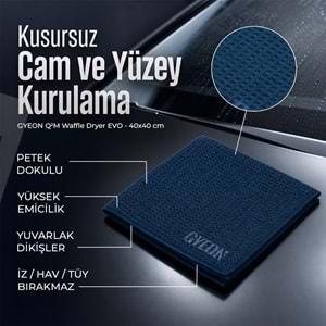 GYEON Q2M WaffleDryer EVO Petek Doku Cam Silme Bezi - 40x40 cm | Mikrofiber Oto Kurulama Havlusu