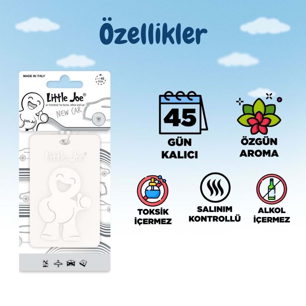 Little Joe Yeni Araç Kokulu Dolap Asma Kart (New Car) -45 Gün -İpli Ev Oto Kokusu -Ayna Parfümü