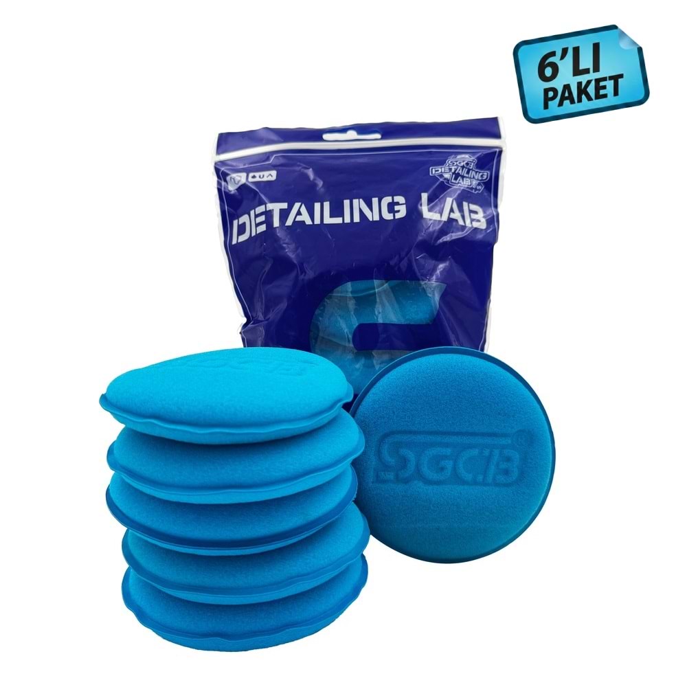 SGCB Wax Cila El Pedi - 6'lı Paket (Mavi) | Yuvarlak Boya Koruma Uygulama Süngeri Pad 10cm