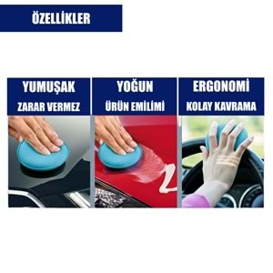 SGCB Wax Cila El Pedi - 6'lı Paket (Mavi) | Yuvarlak Boya Koruma Uygulama Süngeri Pad 10cm
