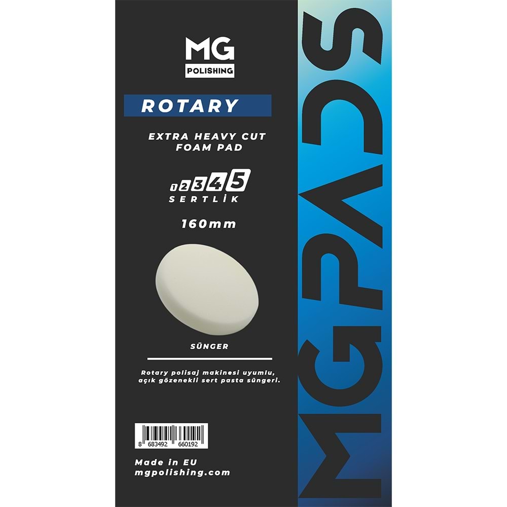 MG PADS Rotary Extra Ağır Kalın Kesim Pasta Süngeri (Beyaz) - 160 mm